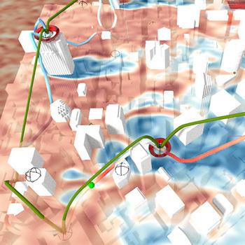 Urban 3D flight path for UAV.